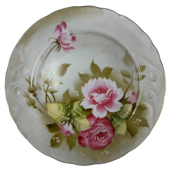 Lefton China Plate 3069 Hand Painted Floral Decorative Set of 4 Whimsical Rose - Picture 7 of 16